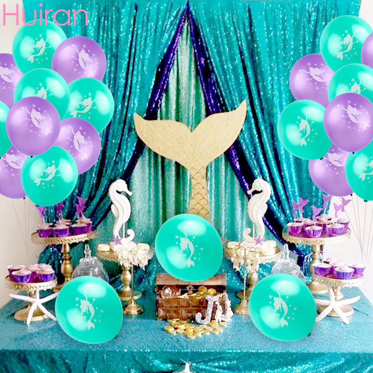 

Huiran Happy Birthday Balloons Mermaid Balloons Dinosaur Latex Baloon Ballons Mermaid Tail Birthday Party Decor Kids Babyshower