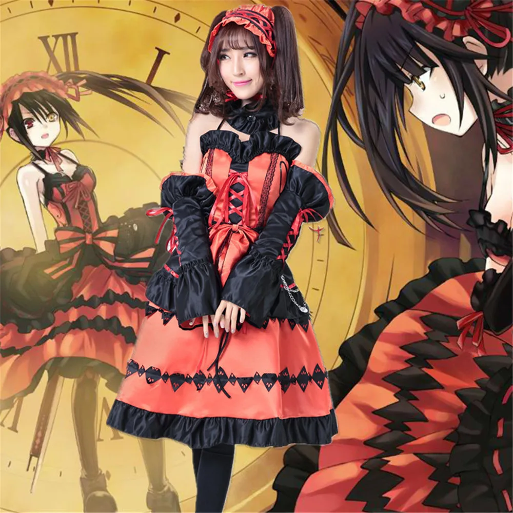 

Anime DATE A LIVE Nightmare Tokisaki Kurumi Uniform Cosplay Costumes Full Set Party Fancy Lolita Princess Dress Purim costume