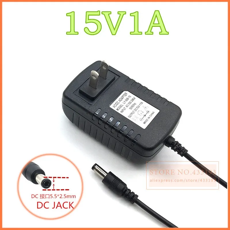 

New AC 100-240V Converter Adapter to DC 15V 1A 5.5x2.1mm / 5.5x2.5mm Charger EU US Plug Power Supply Adapter