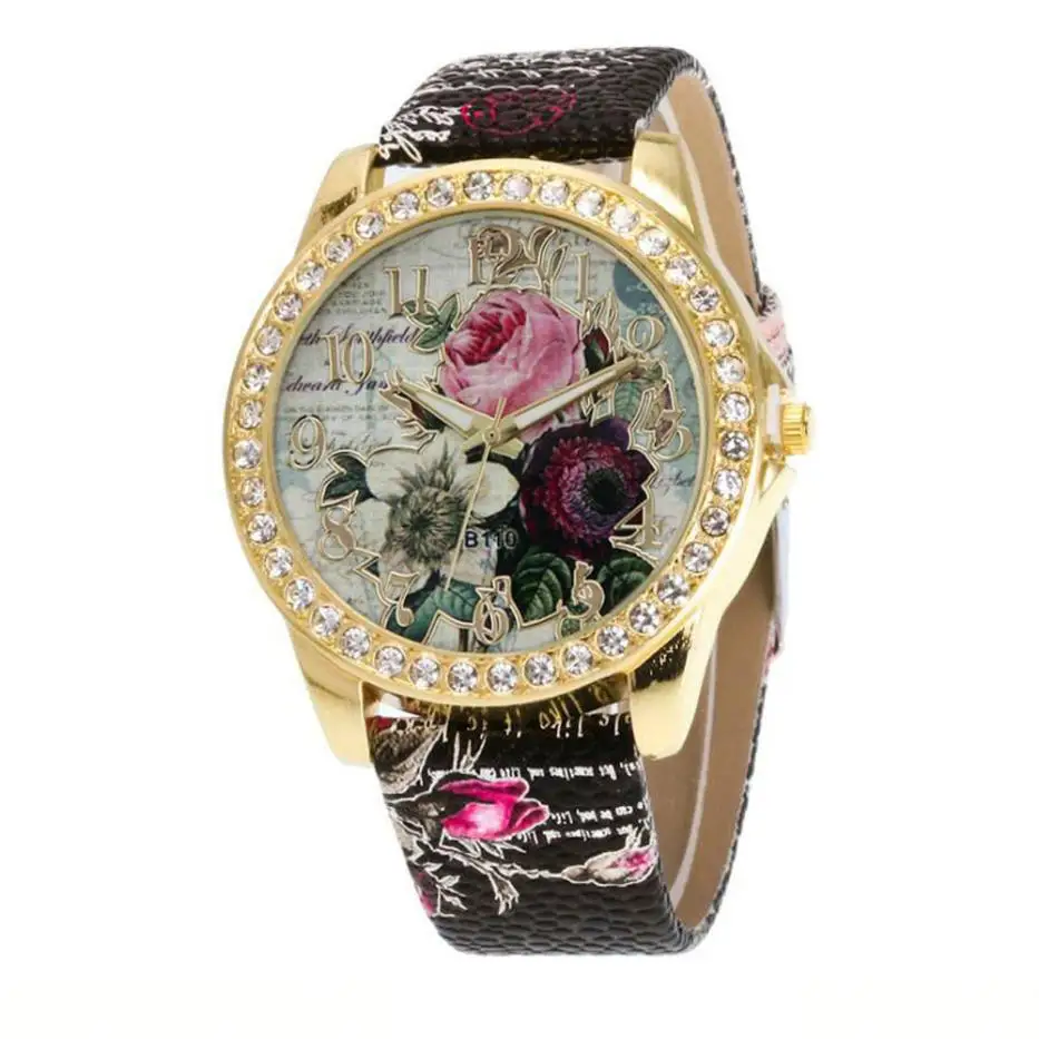 Часы Timezone #301 Модные женские Аналоговые кварцевые наручные часы с розовым узором