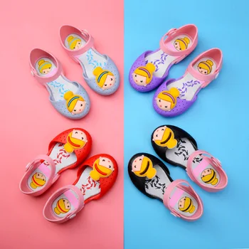 

Melissa New Mini Girls sandals Print Shoes Knot Shoes Crystal Jelly Sandals Children Shoes Fish Head Shoes