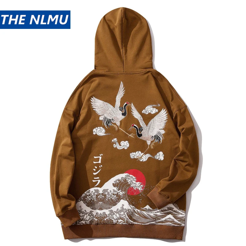 

2019 Streetwear Hoodies Men Hip Hop Harajuku Crane Embroidery Sweatshirt Long Sleeve Fashion Autumn Couple Hoodies HZ117