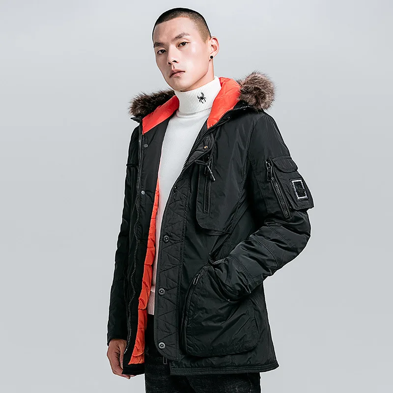 Winter Parkas Men Warm Jackets Coat Solid Color Hooded Jacket Mens Winter Coat 2018 Fashion Parkas for Men Black Green S144