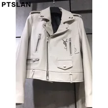 Ptslan 2017 Women S Genuine Leather Jacket Motorcycle Classic Sheepskin Lambskin Jackets Female Basic Good Quality