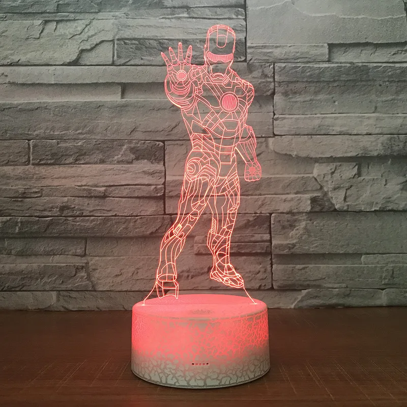 

The Iron Man Shape 3D LED Night Light 7 Colors Change Desk Table Lamp Bedroom Lighting Fixture Home Decor Christmas Gifts