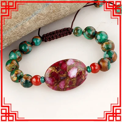 

New Original violet crystal bracelet,handmade green and red stone Ethnic bracelet, DIY fashion luxury vintage bracelet ,