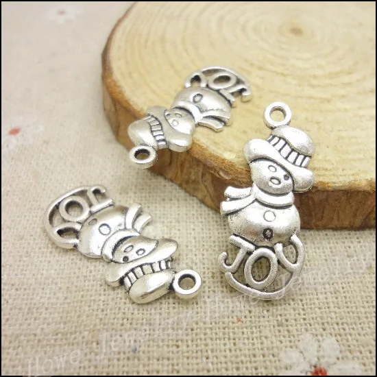 

50pcs Vintage Charms Christmas Snowman Pendant Antique silver Fit Bracelets Necklace DIY Metal Jewelry Making