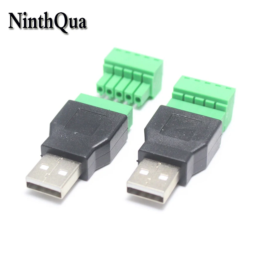 

NinthQua 1Pcs USB 2.0 A Male to 5 Pin Screw Connector USB Jack with Shield USB2.0 Type to Screw Terminal Plug