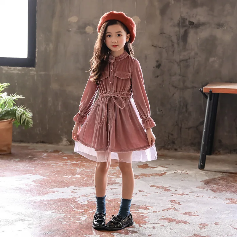 

Teen Girls Clothing Kids Dresses Lady Stitch Patchwork Party Princess Dress Girl With Long Sleeves Fall Dress Favourite