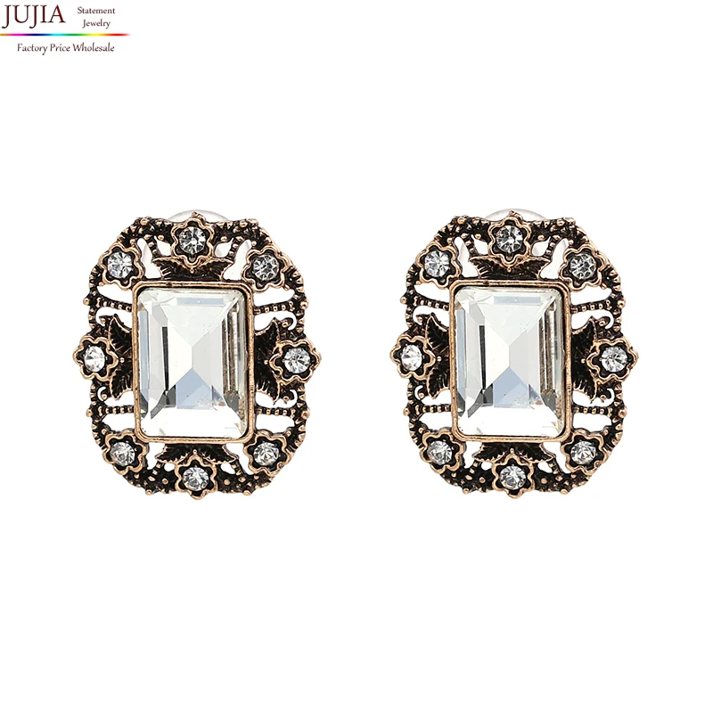 

2019 New Free shipping good quality crystal statement crystal square simple Earrings for women lady earring Factory Price