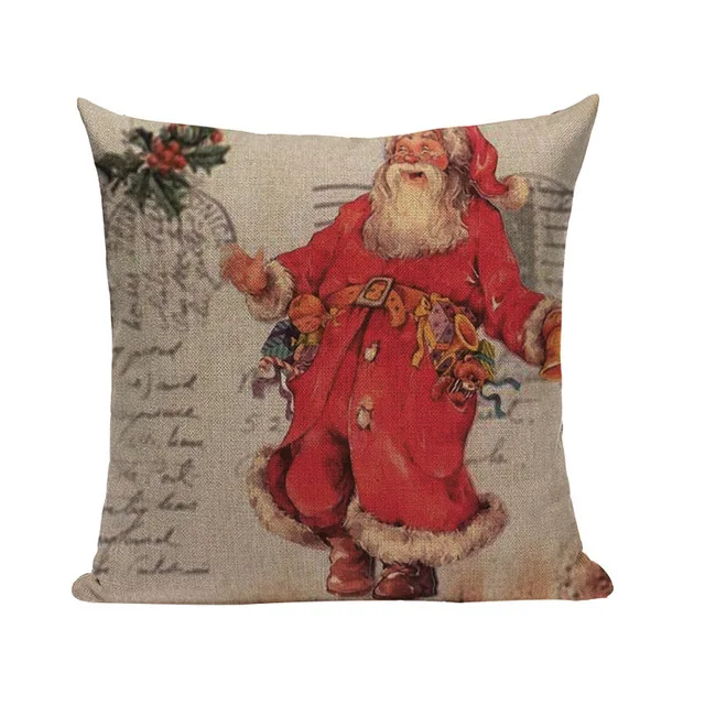 Наволочка для подушки с принтом Санта-Клауса и оленя, декоративные наволочки для подушек в стиле ретро, винтажная квадратная наволочка для подушки с рождественской елкой - Цвет: 23