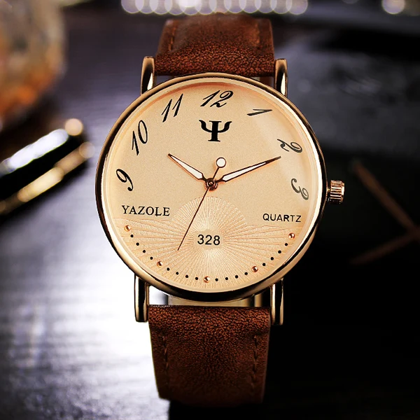 Часы yazole Новые Лучшие брендовые светящиеся наручные часы модные мужские часы мужские водонепроницаемые спортивные часы Relojes Hombre Saat - Цвет: brown 1