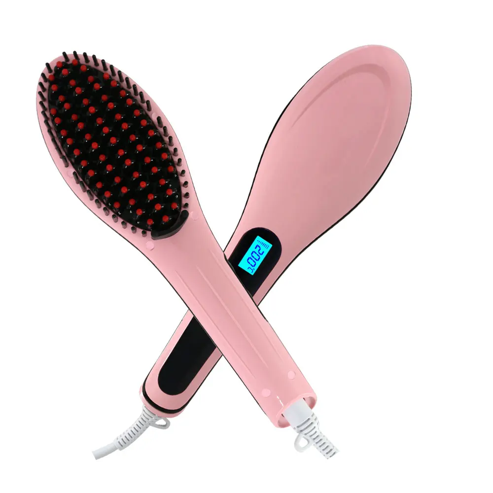 2015 Hot Selling LCD Hair Straightener Brush With LCD Ceramic PTC