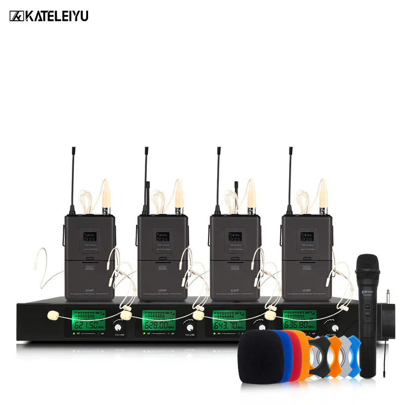 

Professional wireless microphone Four-channel professional stage performance KTV conference lavalier microphone