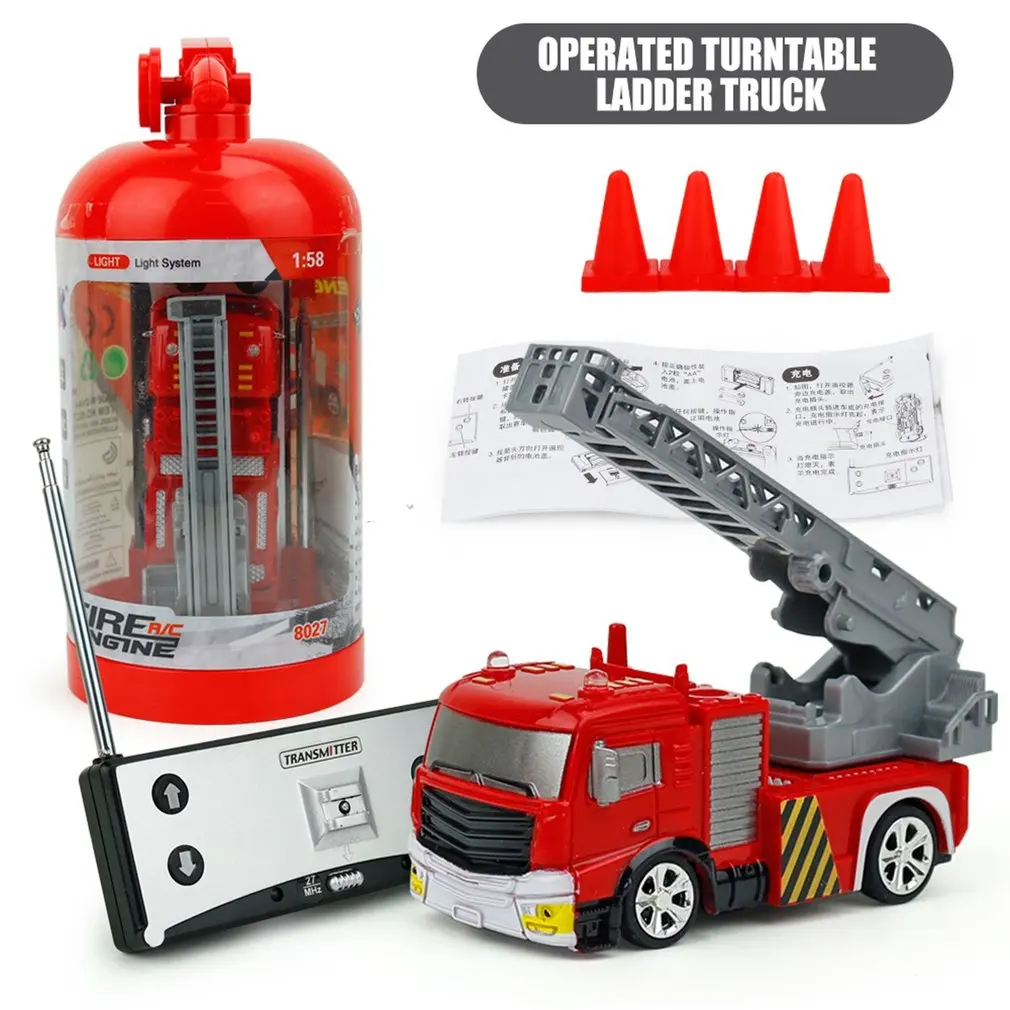 

RC Car Simulation Mini Fire Engine Fire Truck for Children Toy Rechargeable 40MHz Remote Control Ladder Fire Truck RC Toys New