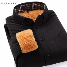U & SHARK Winter Weichen Cord Herren Hemden Einfarbig Langarm Vintage Flanell Lässig Fleece-Shirt Männlichen Camisa Masculina