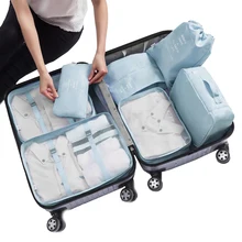 7 шт Наборы сумка-Органайзер для путешествий Водонепроницаемая нейлоновая Упаковка Кубики Корейская дорожная сумка функциональный чехол для чемоданов