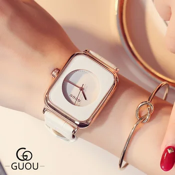 

2018 GUOU Brand Quartz Watches Women Ladies Simple Trendy Square Leather Dress Fashion Wrist Watch Relogio Feminino Montre