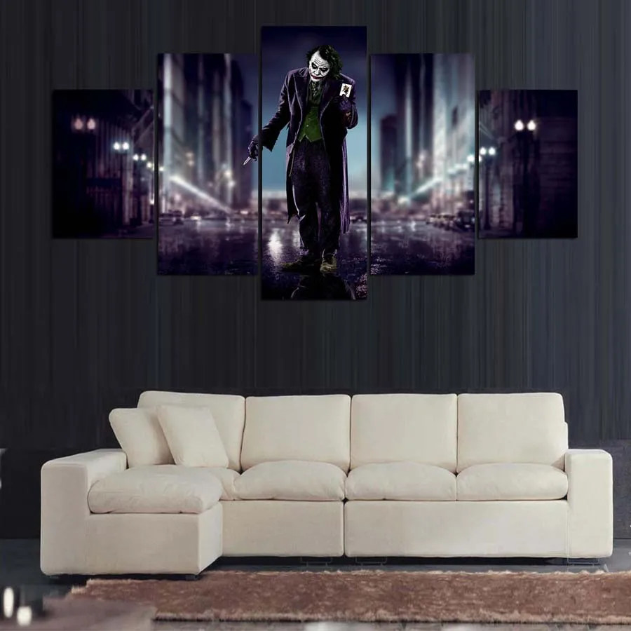 5 Panel Movie Characters Joker Painting Canvas Wall Art Modular Picture