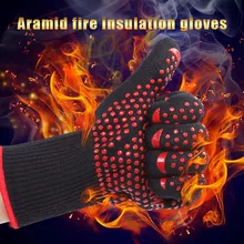 Ультра пламя(одна пара) красный клей термостойкая перчатка, перчатки для печи барбекю, противоскользящие перчатки