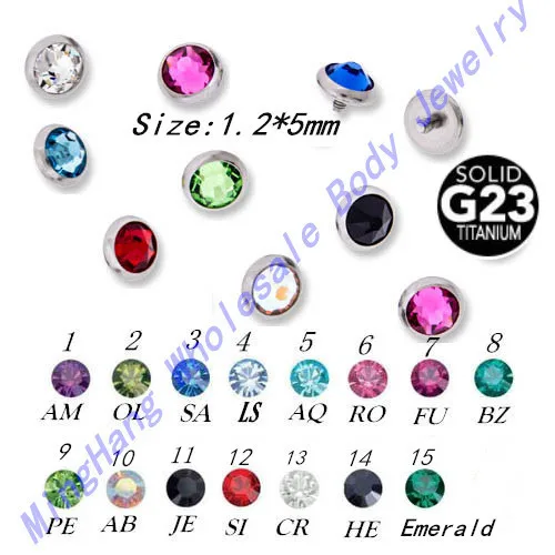 

15pcs/lot Mixed 15 Colors Gem Flat Back Faceted Bezel Set CZ Disc G23 Titanium Piercing Micro dermal Anchor Body Jewelry