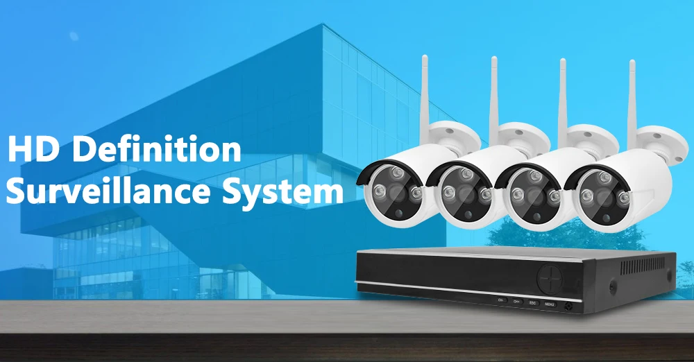 Wistino HD 720P CCTV Security System 1MP WiFi IP Camera Kits 4CH Wireless NVR Kit Outdoor Video Monitor IR Night Vision P2P  (1)