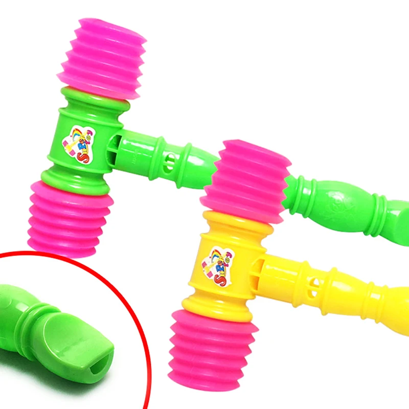 

25CM Plastic Durable Handle Hammer Toy Child Built In Whistle Toddler Baby Kids Plastic Noisy Whistle Toy Fun Noise Maker