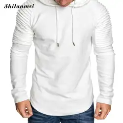 Новый толстовки человека сплошной цвет Slim Fit High Street толстовка с капюшоном в полоску раза спортивная мужская повседневное 2XL Топы