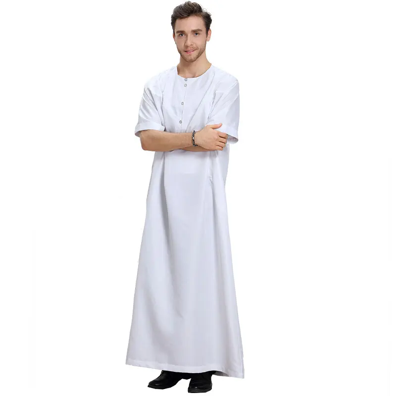 2021 мусульманская Мода для мужчин Исламская ткань Jubah Thobe халаты кафтан Кнопка