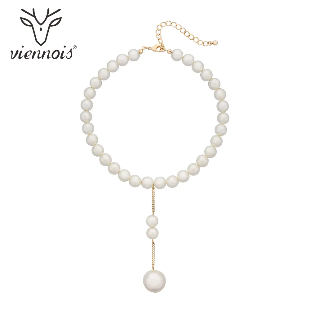 Viennois Новое круглое колье из искусственного жемчуга ожерелья для женщин имитация