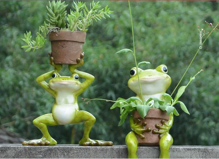 Modern Resin Frog Flower Pot Ornaments Crafts Outdoor Garden Plant Pot  Figurine Decoration Yard Villa Furnishing Accessories Art
