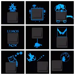 Синий Светящиеся Стикеры для выключателей дети мультфильм DIY стикер животных Дизайн Луна Тип