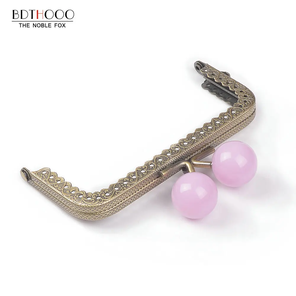 10pcs/ Lot 10.5cm Candy Color Metal Purse Frame Handle for Clutch Bag Accessories Making Kiss Clasp Lock Antique Bronze Hardware
