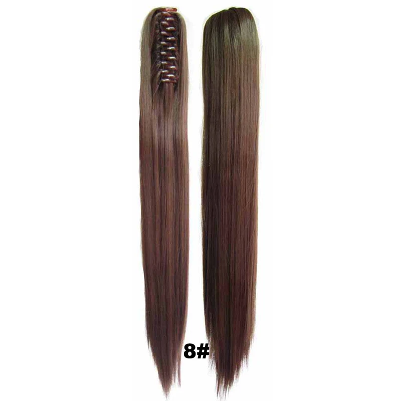 DELICE Long Straight Claw Ponytails Ombre Color Heat Resistant Synthetic Hair Pony Tails Extensions For Women - Color: #8