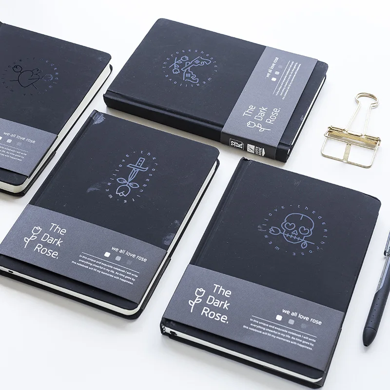 

"Dark Rose" Hard Cover Journal Business Diary Notebook Study Notepad Student Stationery Gift