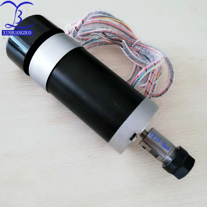 500 Вт бесщеточный шпиндель ER11 ER16 DC48V Шпиндельный двигатель резьба с вентилятором +