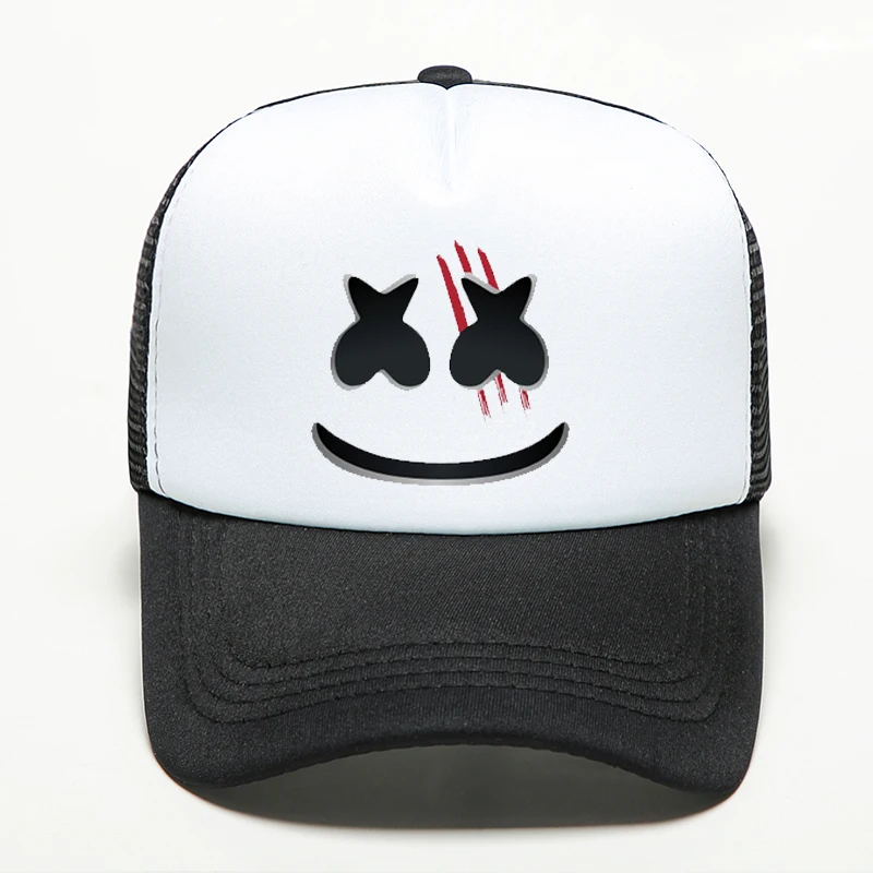 

New Fashion Marshmello Knife Face Baseball Caps Punk Style Hip Hop Women Men's Hat Pure Handmade Printing Mesh Breathable Cap