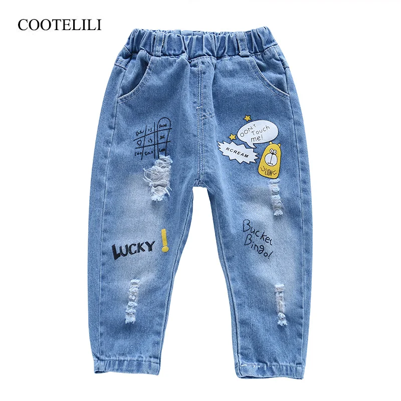COOTELILI 80 130cm "Lucky"2019 Autumn Children Ripped Jeans For Kids
