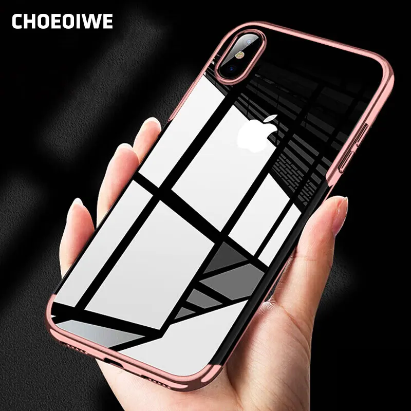 CHOEOIWE роскошный хромированная крышка для iPhone XS XR Max покрытие мягкий чехол X 6 S 7 8 Plus