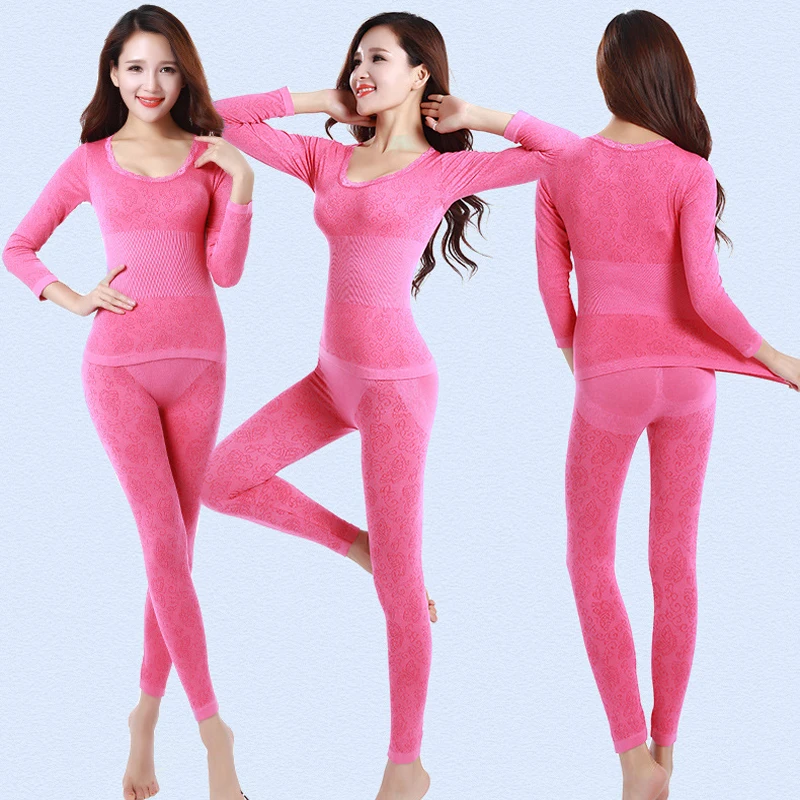 Queenral Thermal Underwear Women Long Johns Winter Thermal Underwear Suit Seamless Breathable Warm Clothing thermal underwear sets