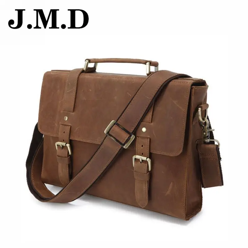 

JMD 2017 New arrive Vintage Business Briefcase Men handbag 100% Genuine Leather Men Bag Crossbody bag Brand Leather bag JD016