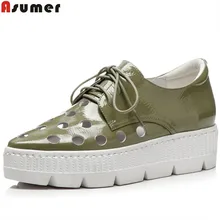 ASUMER/ модные Весна-осень женская обувь с острым носком на шнуровке обувь на плоской платформе; женская обувь на плоской подошве из натуральной кожи удобные кожаные туфли