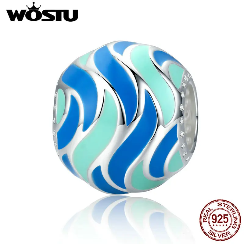 

WOSTU Authentic 925 Sterling Silver Tropical Fish Pattern Enamel Beads fit original WST Charm Bracelets DIY Jewelry CQC293