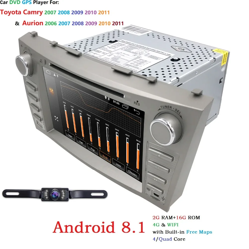 Excellent Android 8.1 Quad Core 8" Car DVD Player For Toyota Camry Aurion GPS Navi Support DAB+SD/USB Touch Screen Radio mp3 Bluetooth SWC 4