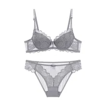 Французский сексуальный женский комплект нижнего белья с бюстгальтером и получашкой, удобный сексуальный соблазнительный комплект нижнего белья с глубоким v-образным вырезом