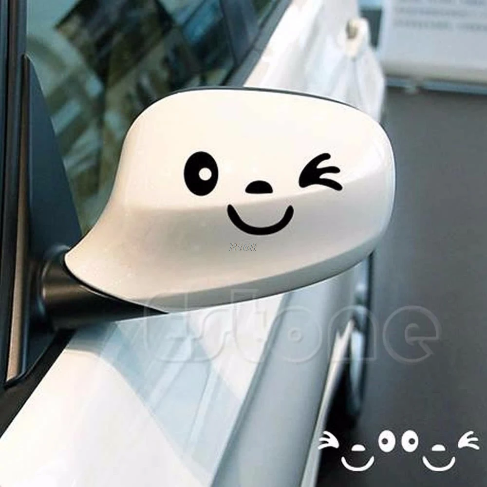 2Pcs 3D Design Smile Face Decoration Decal Sticker For font b Car b font Side font