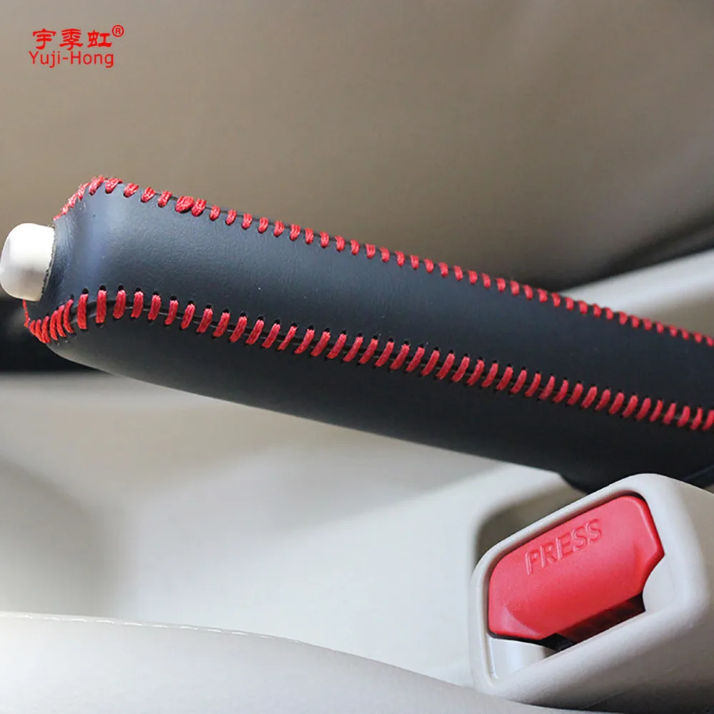 Yuji-Hong Car Handbrake Covers Case for TOYOTA YARiS L 2014- Genuine Leather Auto Styling Black Handbrake Lever Grips Cover