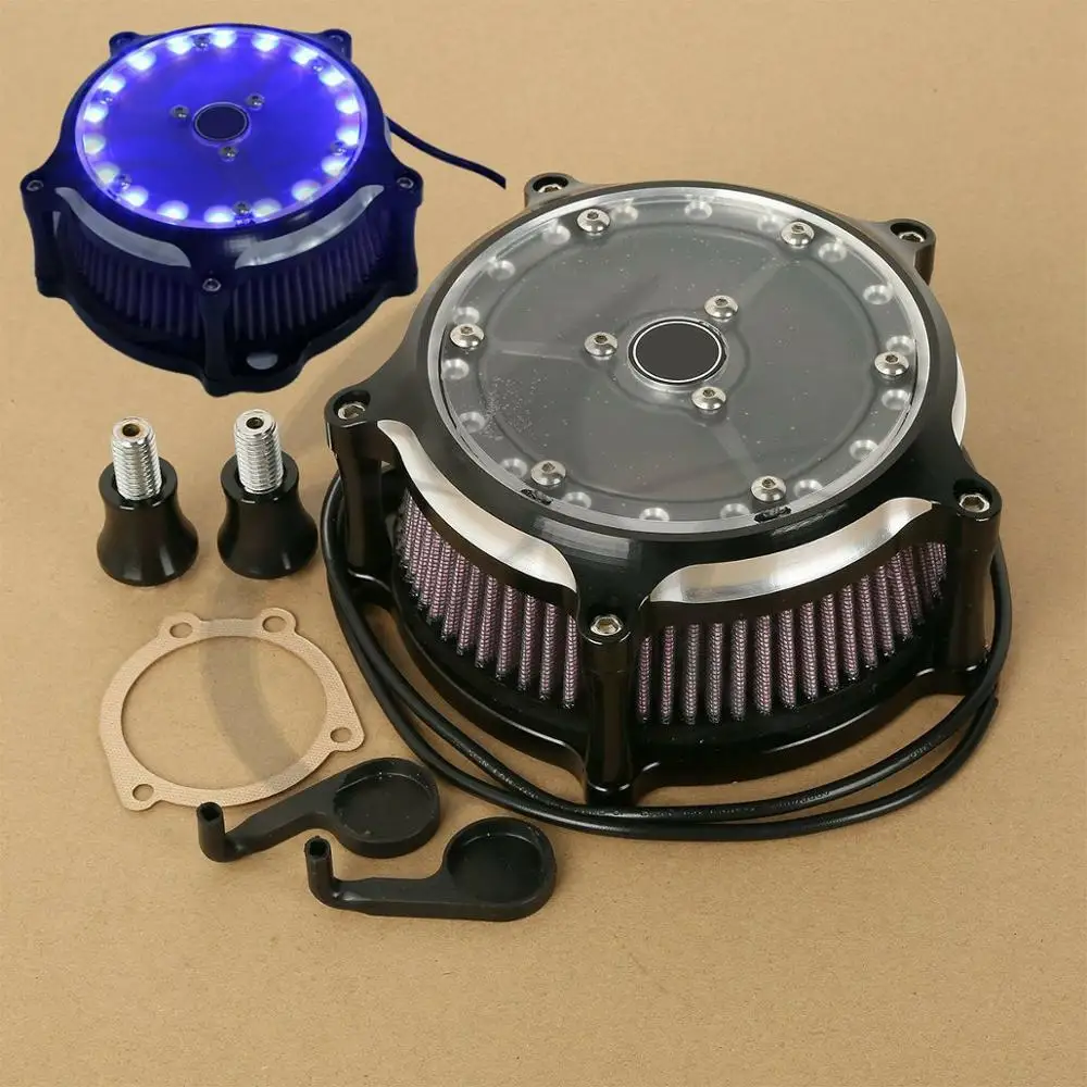 

Motorcycle LED Air Cleaner Intake Filter For Harley Sportster XL 1200 883 91-18 48 72 Iron 883 09-14