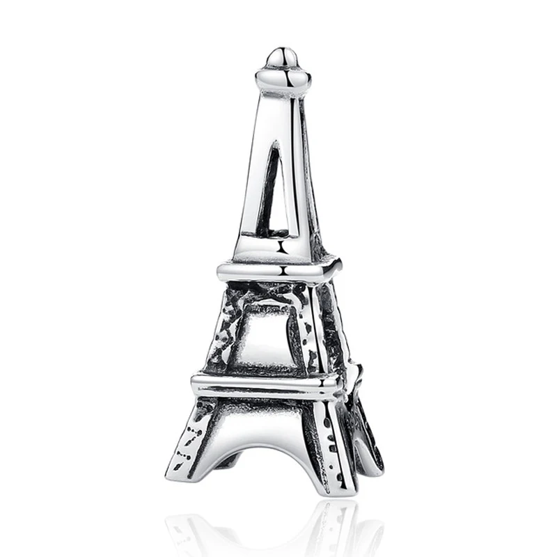 Новинка, 925 пробы, серебряный шарм, бисер, самолет, камера для путешествий, Эйфелева башня, бусины, подходят к оригинальному браслету Pandora, шарм, сделай сам, ювелирное изделие, подарок - Цвет: Eiffel Tower