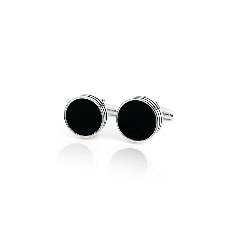 

Round Black Shiny Cufflinks Trendy Simple Style Gemelos Sleeve Button High-quality Hot Selling Sopper Cuff Links Free Shipping